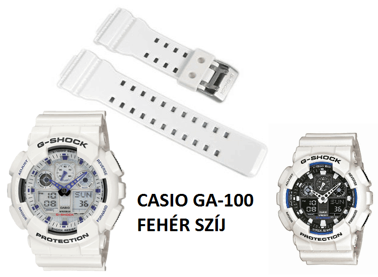 Casio GA-100 fehér műanyag szíj