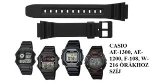 Casio AE-1300 , AE-1200 fekete műanyag szíj