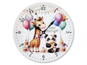 Happy Birthday állatos lufis falióra (06651)